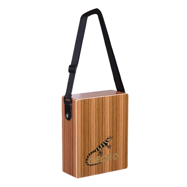 GECKO C-68Z hordozható cajon dob zebrafából, vállpánttal és hordtáskával