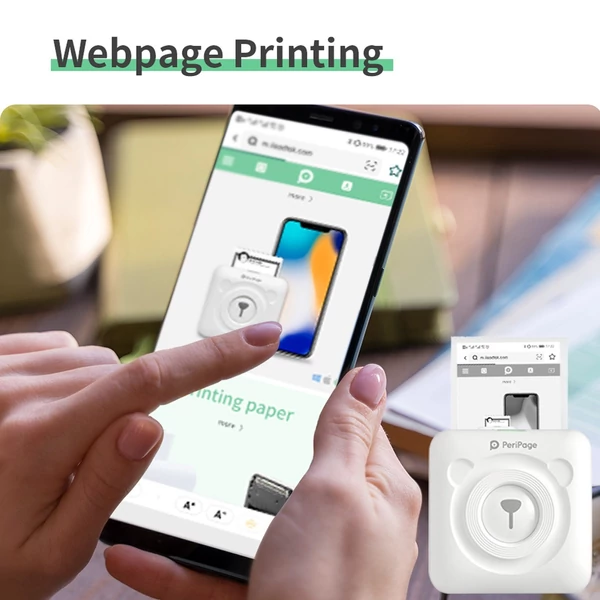 PeriPage A6 mini hőnyomtató – vezeték nélküli, tintamentes nyomtatás képekhez, címkékhez és jegyzetekhez, Android/iOS/Windows kompatibilis