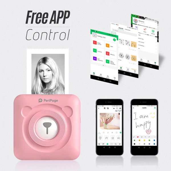 PeriPage A6 mini hőnyomtató – vezeték nélküli, tintamentes nyomtatás képekhez, címkékhez és jegyzetekhez, Android/iOS/Windows kompatibilis