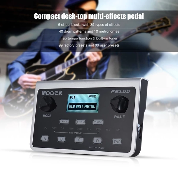 MOOER PE100 hordozható multieffektes processzor – gitár effektpedál