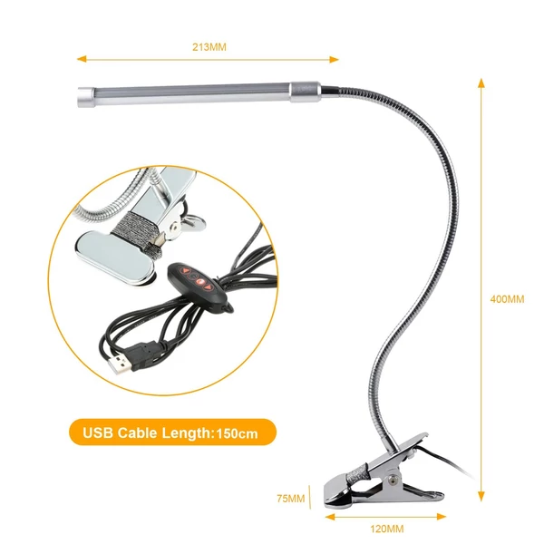 10W szemkímélő LED csíptetős lámpa – asztali/íróasztali olvasólámpa