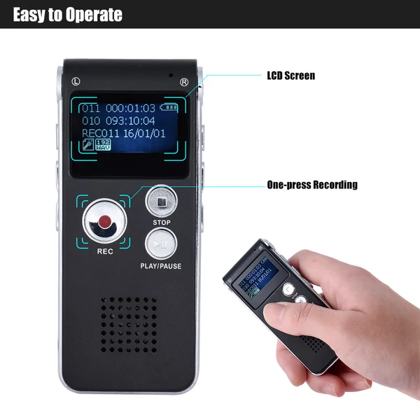 SK-012 8 GB-os intelligens digitális hangrögzítő, diktafon, MP3 zenelejátszó, hangvezérlés, VAR A-B ismétlés