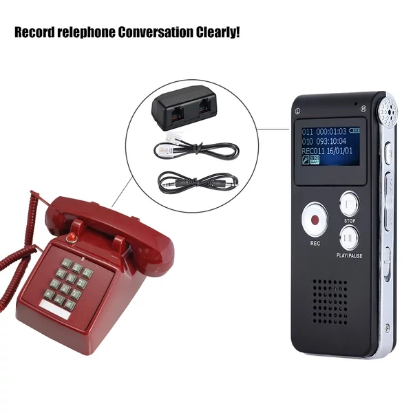 SK-012 8 GB-os intelligens digitális hangrögzítő, diktafon, MP3 zenelejátszó, hangvezérlés, VAR A-B ismétlés