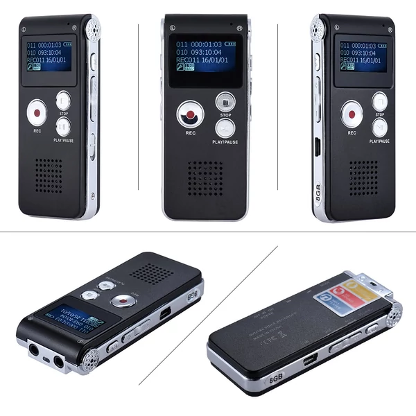 SK-012 8 GB-os intelligens digitális hangrögzítő, diktafon, MP3 zenelejátszó, hangvezérlés, VAR A-B ismétlés