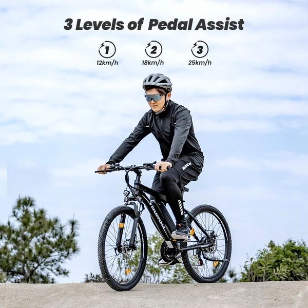 Touroll U1 29" terep e-MTB, 250W motor, 36V 13Ah akku, 65km hatótáv, Shimano 21 seb., tárcsafék, IPX4 - Fekete