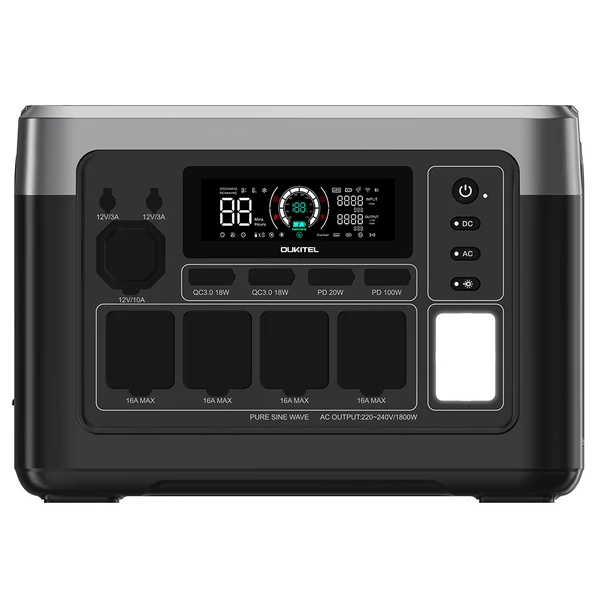 OUKITEL P1000 PLUS hordozható erőmű, 1800W 1024Wh LiFePO4, gyors töltés, okos vezérlés, kültéri, vészhelyzet