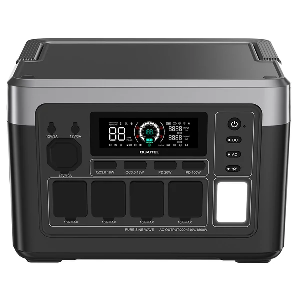 OUKITEL P1000 PLUS hordozható erőmű, 1800W 1024Wh LiFePO4, gyors töltés, okos vezérlés, kültéri, vészhelyzet