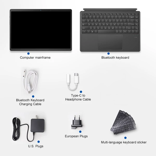 Ninkear T40 2 az 1-ben tablet PC, 14" IPS érintőkijelző, Intel N100, 16GB RAM, 512GB SSD, WiFi 6, BT 5.2, 5000mAh, RGB billentyűzet