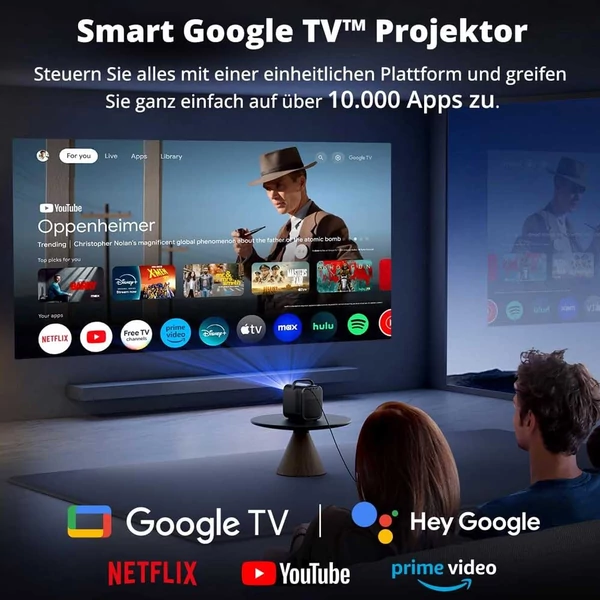 [Netflix & Google TV tanúsítvánnyal] ETOE Seal Pro 1000 ANSI LCD projektor, natív 1080P, Dolby Audio, autofókusz, Chromecast