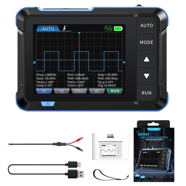 FNIRSI DSO153 digitális oszcilloszkóp, 2,8" kijelző, 1000mAh akkumulátor, 1MHz sávszélesség, 5MS/s, standard verzió