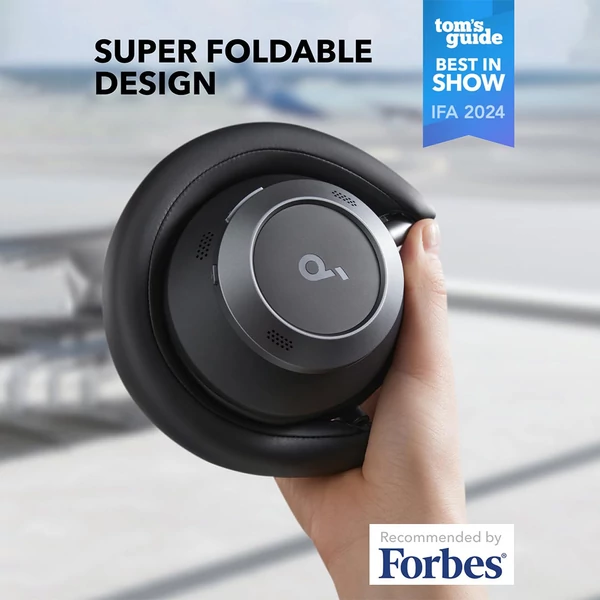 Anker Soundcore Space One Pro fejhallgató, adaptív ANC, 40 óra üzemidő, Hi-Res vezeték nélküli hang, gyorstöltés - Fekete