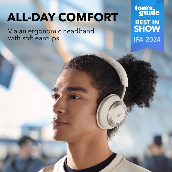 Anker Soundcore Space One Pro fejhallgató, adaptív ANC, 40 óra üzemidő, Hi-Res vezeték nélküli hang, gyorstöltés - Fehér