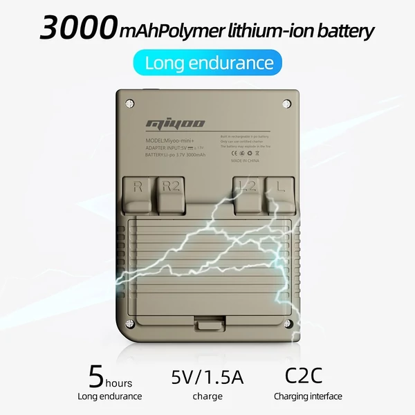 MIYOO Mini Plus 3.5" 2,5D IPS kijelzős játékkonzol, 64GB TF kártya - Szürke