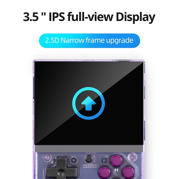 MIYOO Mini Plus 3.5" 2,5D IPS kijelzős játékkonzol, 64GB TF kártya - Lila