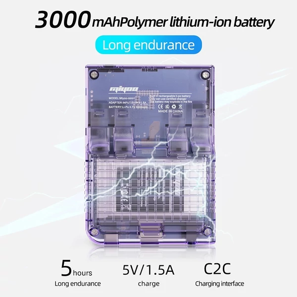MIYOO Mini Plus 3.5" 2,5D IPS kijelzős játékkonzol, 64GB TF kártya - Lila