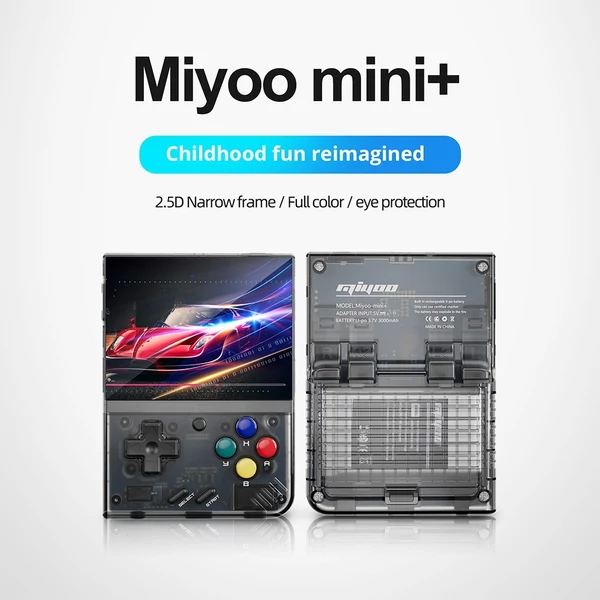 MIYOO Mini Plus 3.5" 2,5D IPS kijelzős játékkonzol, 64GB TF kártya - Fekeke
