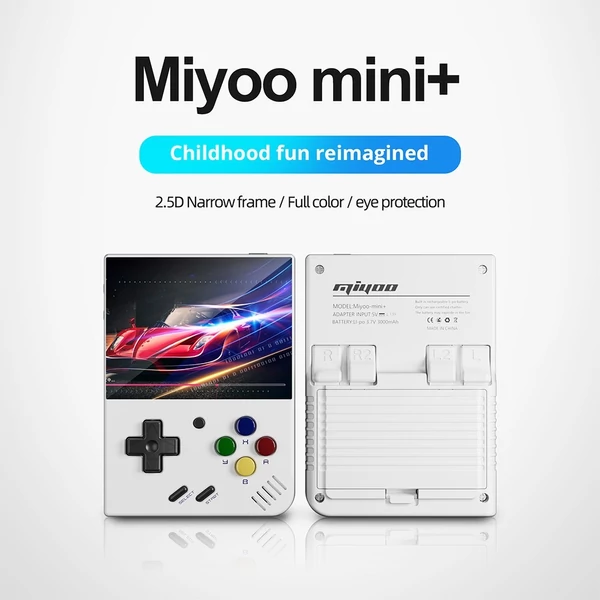 MIYOO Mini Plus 3.5" 2,5D IPS kijelzős játékkonzol, 64GB TF kártya - Fehér