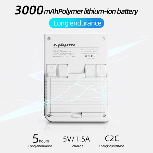 MIYOO Mini Plus 3.5" 2,5D IPS kijelzős játékkonzol, 64GB TF kártya - Fehér