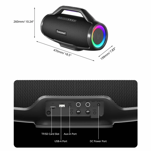Tronsmart Bang Max 130W hordozható IPX6 Bluetooth partihangszóró - Fekete