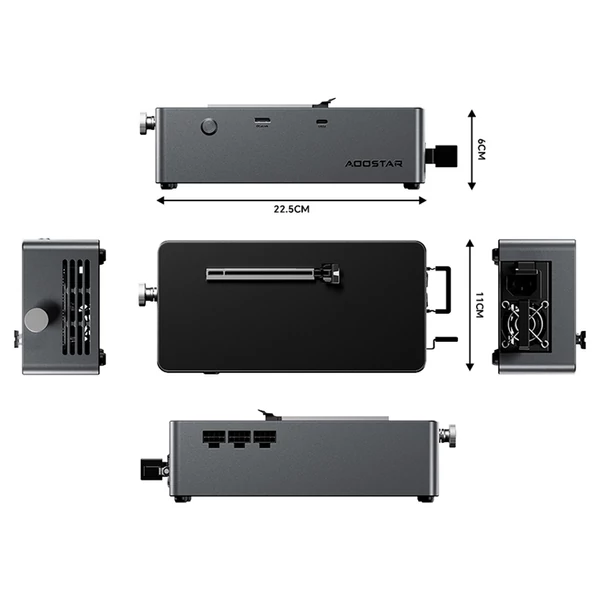 AOOSTAR AG02 eGPU dokkoló Oculink & USB4 porttal, 100W visszatöltés, 800W táp, TGX csere támogatás