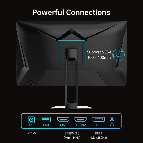 KTC H27T22C 27" gaming monitor, 2560x1440, 180Hz, 1ms, FAST IPS, FreeSync & G-Sync, 124% sRGB, alacsony kékfény, villódzásmentes