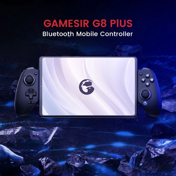 GameSir G8 Plus Bluetooth játékvezérlő, 6 tengelyes giroszkóp, Hall-effektus karok, 1000mAh, Switch/iOS/Android/PC - Fekete