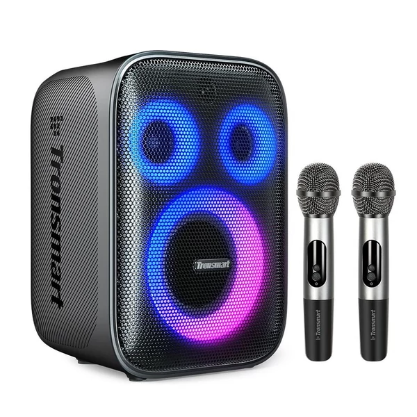Tronsmart Halo 200 Karaoke Party hangszóró 120W, 2 vezeték nélküli mikrofonnal – Fekete