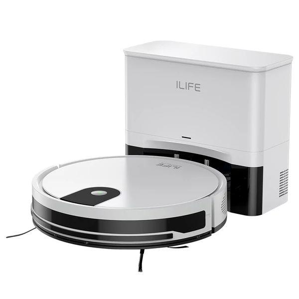 ILIFE G9 Pro robotporszívó önürítő állomással, 2 az 1-ben porszívó és felmosó, 3000Pa, távirányítóval - Fehér