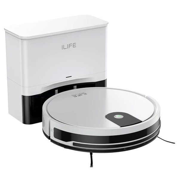 ILIFE G9 Pro robotporszívó önürítő állomással, 2 az 1-ben porszívó és felmosó, 3000Pa, távirányítóval - Fehér