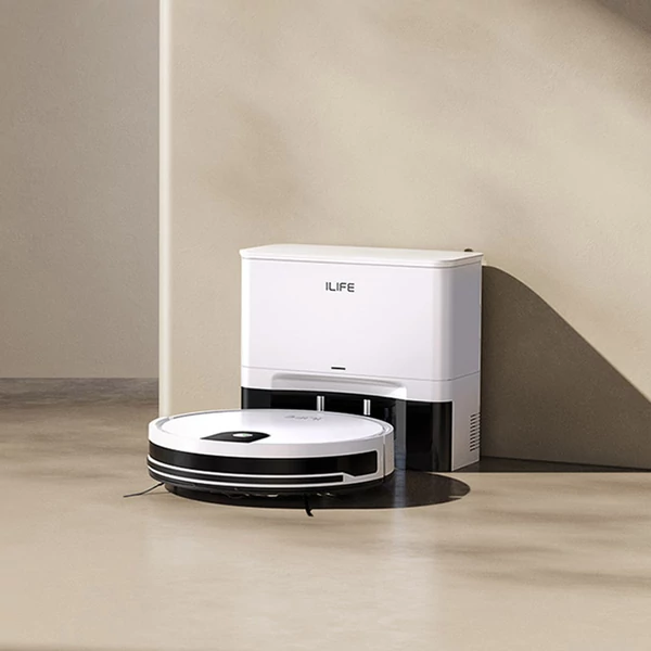 ILIFE G9 Pro robotporszívó önürítő állomással, 2 az 1-ben porszívó és felmosó, 3000Pa, távirányítóval - Fehér