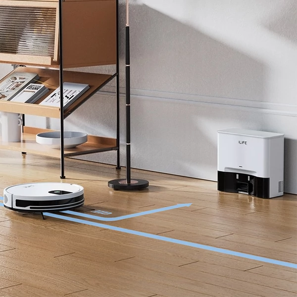 ILIFE G9 Pro robotporszívó önürítő állomással, 2 az 1-ben porszívó és felmosó, 3000Pa, távirányítóval - Fehér