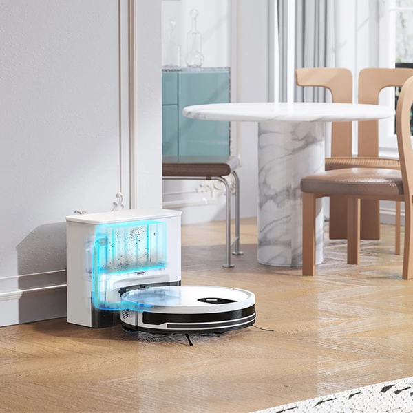 ILIFE G9 Pro robotporszívó önürítő állomással, 2 az 1-ben porszívó és felmosó, 3000Pa, távirányítóval - Fehér