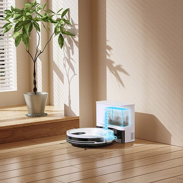 ILIFE G9 Pro robotporszívó önürítő állomással, 2 az 1-ben porszívó és felmosó, 3000Pa, távirányítóval - Fehér