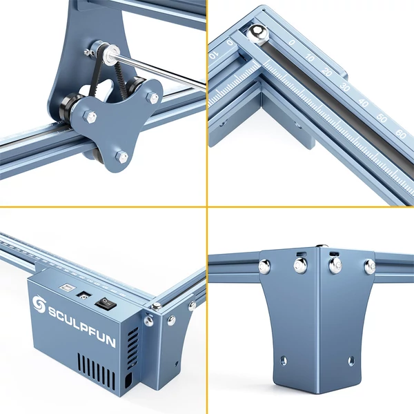 SCULPFUN S9 5,5W lézergravírozó, 0,06mm finom pont, 15mm fa/10mm akril vágás, 410×420mm gravírozás