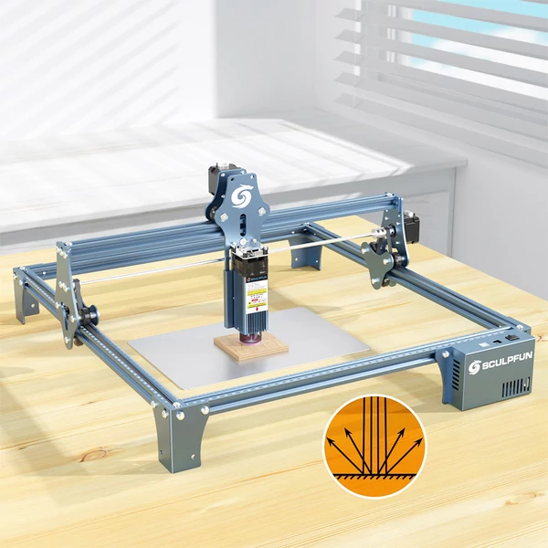 SCULPFUN S9 5,5W lézergravírozó + lézerágy + forgóhenger