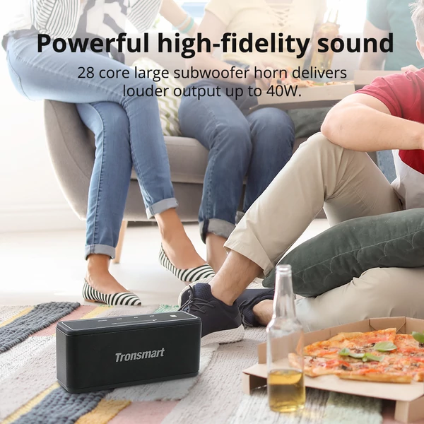 Tronsmart Element Mega SoundPulse™ Bluetooth 5.0 hangszóró, 40W, 3D hangzás, TWS, érintésvezérlés – Fekete