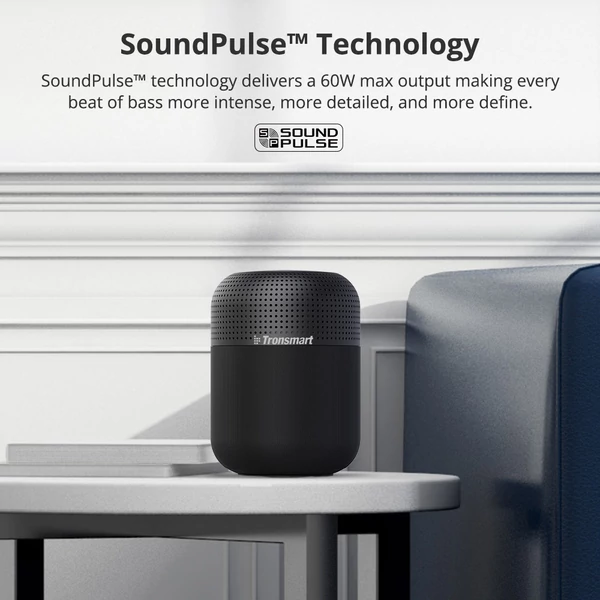 Tronsmart Element T6 Max 60W Bluetooth 5.0 NFC hangszóró, SoundPulse™, 20 óra üzemidő, Siri/Google/Cortana, USB-C gyorstöltés