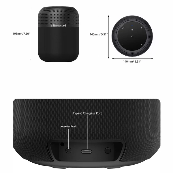 Tronsmart Element T6 Max 60W Bluetooth 5.0 NFC hangszóró, SoundPulse™, 20 óra üzemidő, Siri/Google/Cortana, USB-C gyorstöltés