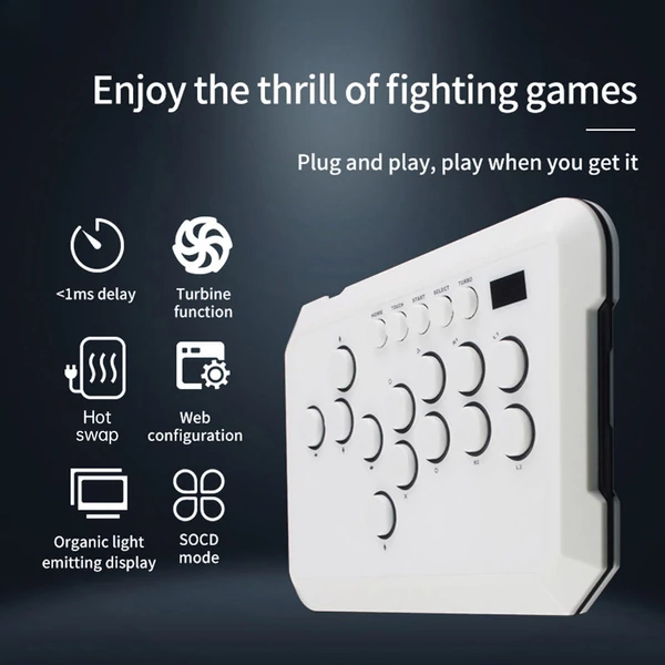 Powkiddy A50 hitbox vezérlő, kar nélküli arcade joystick, PC, Android, Switch, PS4, PS5, Steam kompatibilis