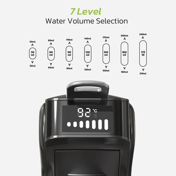 HiBREW H1B 6 az 1-ben kapszulás kávéfőző, 600 ml tartály, 19 bar, hideg/meleg mód, LED - Fekete