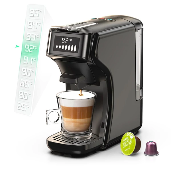 HiBREW H1B 6 az 1-ben kapszulás kávéfőző, 600 ml tartály, 19 bar, hideg/meleg mód, LED - Fekete