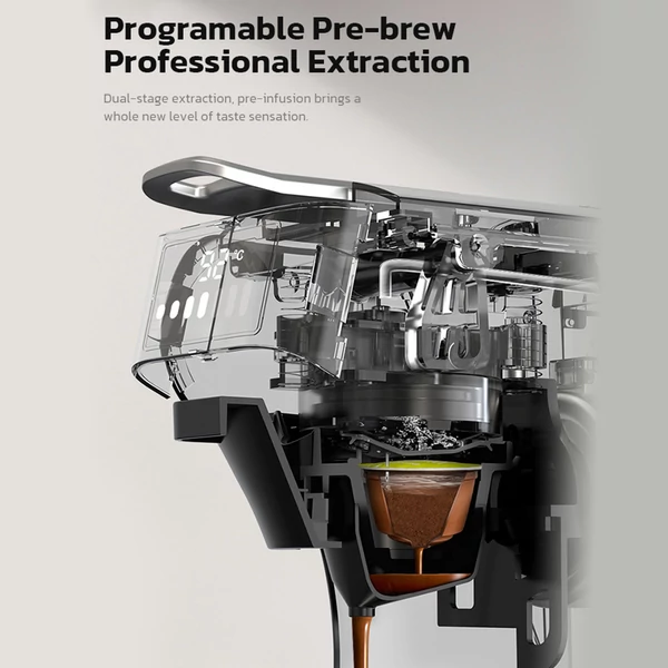 HiBREW H1B 6 az 1-ben kapszulás kávéfőző, 600 ml tartály, 19 bar, hideg/meleg mód, LED - Fehér