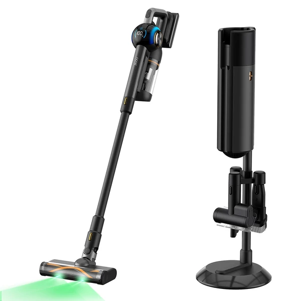 JIGOO V700 vezeték nélküli porszívó, 2,5L szívóállomás, automata portartály, 33KPa, LED, 55 perc üzemidő, padló, szőnyeg, állatszőr