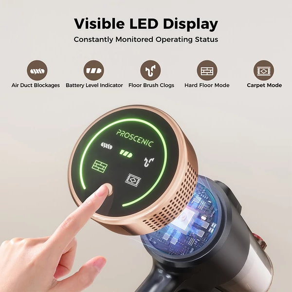 Proscenic P11 Ultra vezeték nélküli porszívó, 40KPA, 450W, LED, anti-gubanc kefe, teleszkópos, szőnyeghez, állatszőrhöz