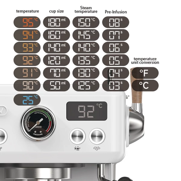 HIBREW H10 Plus eszpresszó kávéfőző, 20 bar, gyors fűtés, hőfokszabályzás, gőzölő, rozsdamentes acél, kompakt