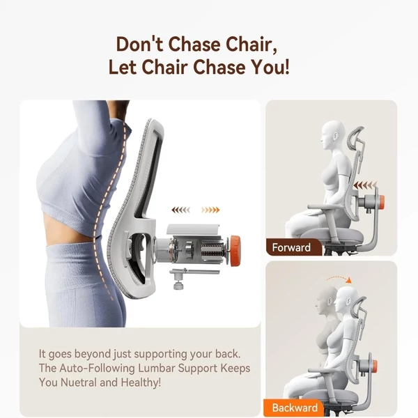 NEWTRAL MAGICH003 ergonomikus irodai szék levehető asztallal, automatikus háttámla, állítható fejtámla, 3D karfa - Szürke
