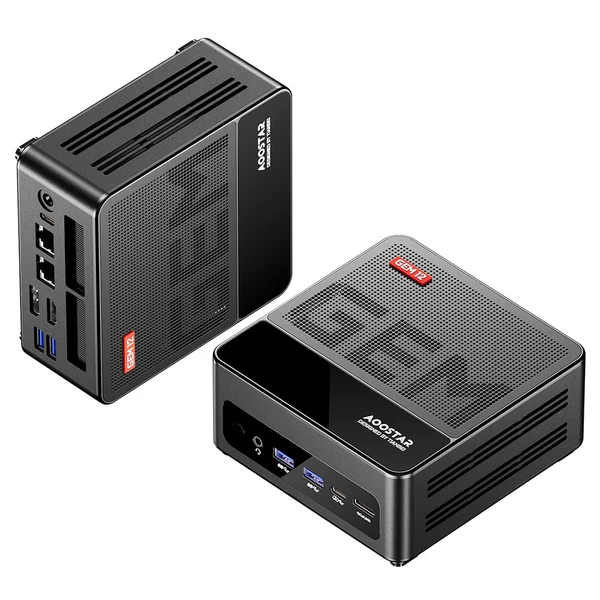 AOOSTAR GEM12 Max Mini PC Barebone (RAM és SSD nélkül), AMD Ryzen 7 8745HS, Dual 2.5G LAN, WiFi 6, Bluetooth 5.2, HDMI 2.1, 2*USB4, DP1.4, 4K@120Hz