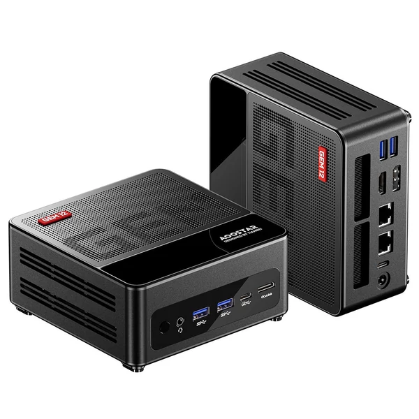 AOOSTAR GEM12 Max Mini PC Barebone (RAM és SSD nélkül), AMD Ryzen 7 8745HS, Dual 2.5G LAN, WiFi 6, Bluetooth 5.2, HDMI 2.1, 2*USB4, DP1.4, 4K@120Hz