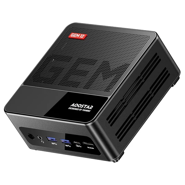 AOOSTAR GEM12 Max Mini PC Barebone (RAM és SSD nélkül), AMD Ryzen 7 8745HS, Dual 2.5G LAN, WiFi 6, Bluetooth 5.2, HDMI 2.1, 2*USB4, DP1.4, 4K@120Hz