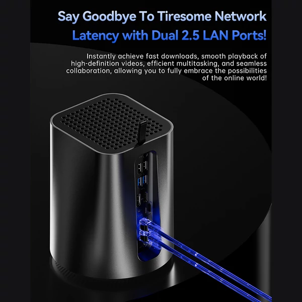 AOOSTAR R7 NAS Mini PC, Ryzen 7 5825U, DDR4 RAM+SSD, 3x4K kijelző, WiFi 6, BT 5.2, 2xUSB3.0, 2x2.5G LAN, dupla ventilátor - 16GB+512GB
